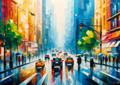 City Street Acrylic Painting