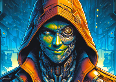 Free Hooded Cyberpunk AI Art Prompt