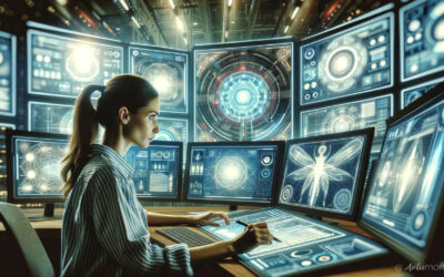 Female Designer In AI Art Control Room