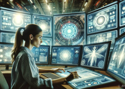 Female Designer In AI Art Control Room