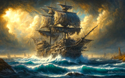 Pirate Ship Oil Painting