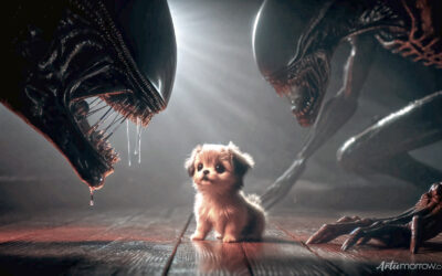 Cute Puppy And Alien AI Art Prompt