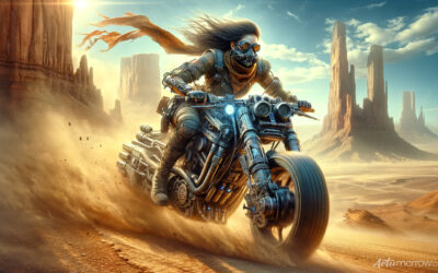 Post apocalyptic Biker AI Art Prompt