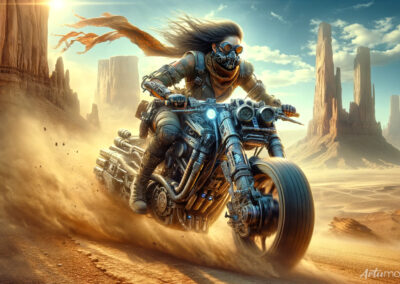 Post apocalyptic Biker AI Art Prompt