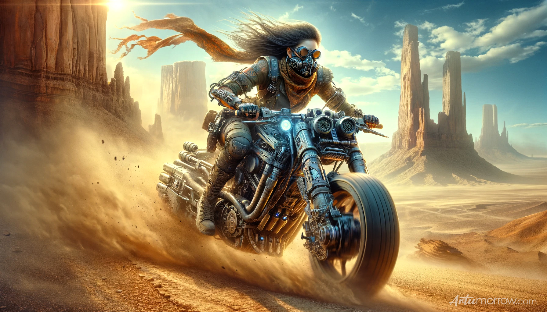 Post apocalyptic Biker AI Art Prompt