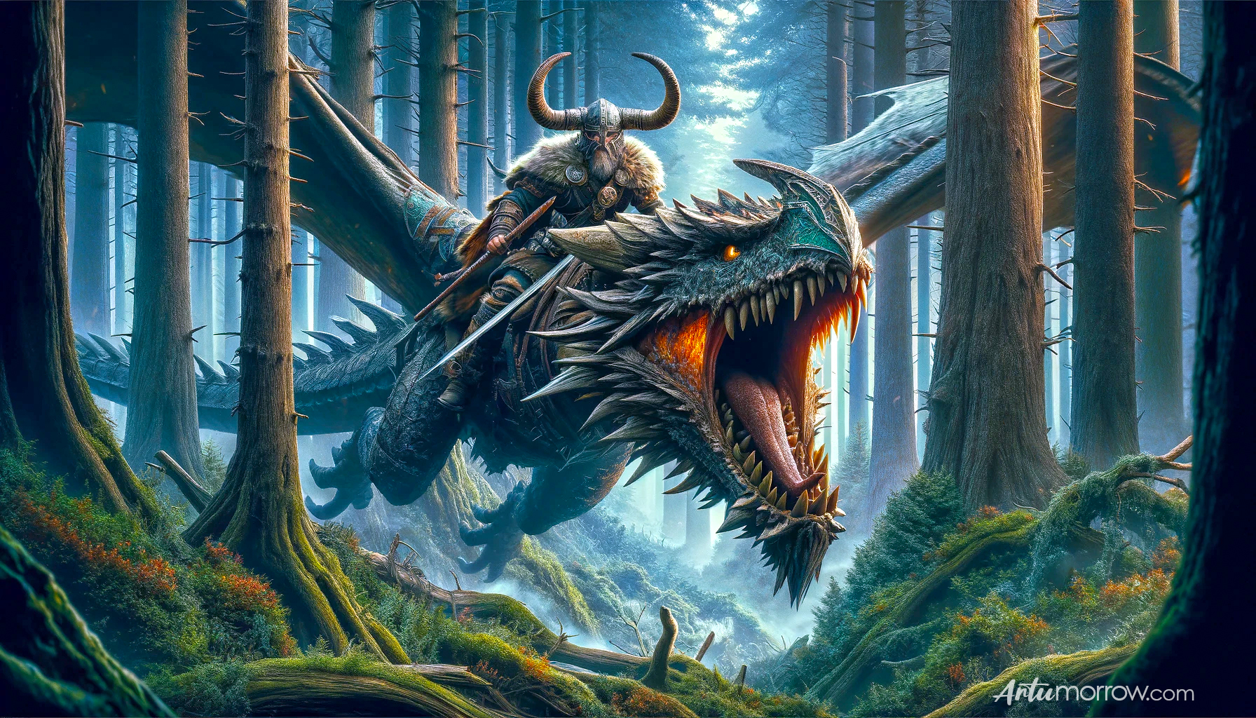 Viking Warrior & Dragon AI Art Prompt